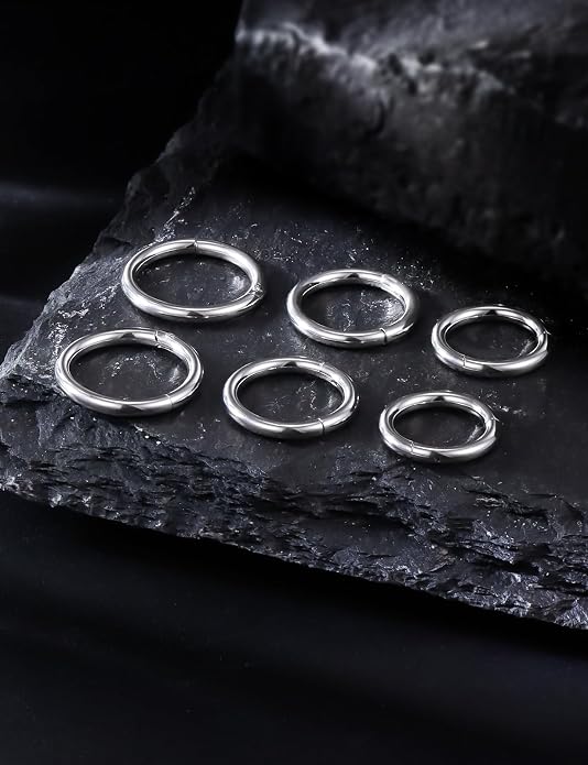 20G 18G 16G 14G 12G 10G 8G 6G 4G 2G Nose Rings Hoops 316l Surgical Steel Clicker Septum Lip Ring Tragus Helix Daith Rook Conch Snug Cartilage Lobe Earrings Hoop Piercing Jewelry For Women Men