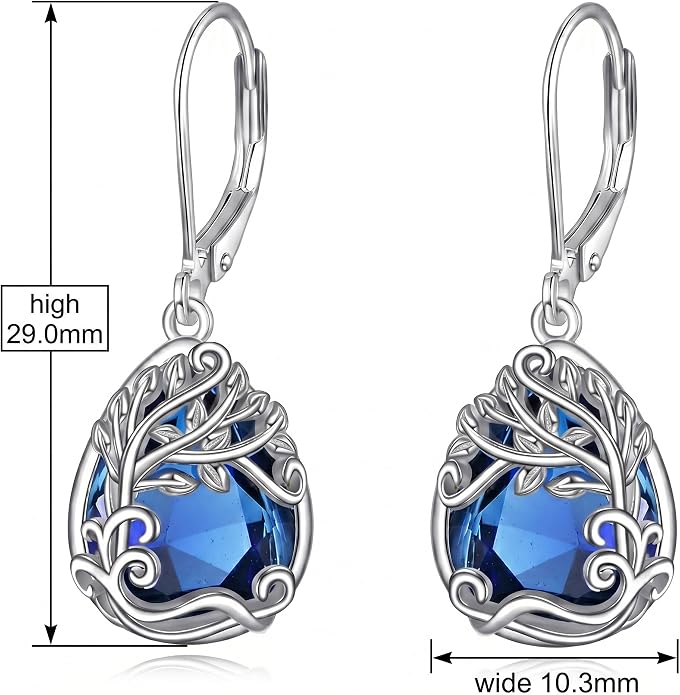 Teardrop Tree of Life/Filigree Earrings for Women Dangle Leverback Earrings Jewelry Gift Anniversary For Her
