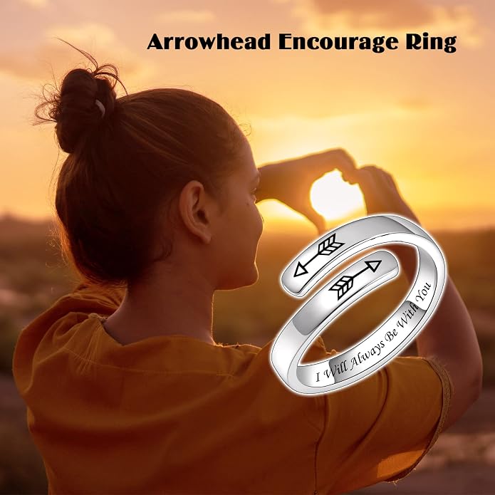 BEILIN 925 Sterling Silver Inspirational Jewelry Rings Adjustable Ring Personality Encouragement Gift for Teens Women
