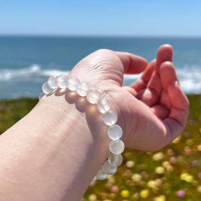 ILLUMINIA 5A Grade Natural Crystal Gemstone Bracelet | Healing Energy Charged Quartz Stone Bead | Handcrafted Stretch Bracelet for Women Men Teens