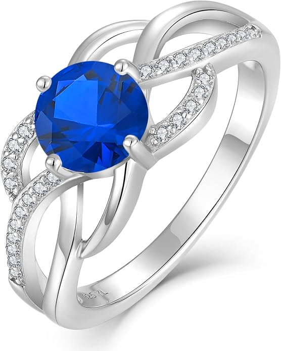 YL Celtic Knot Rings 925 Sterling Silver Twisted Ring Cubic Zirconia Infinity Statement Jewelry for Women