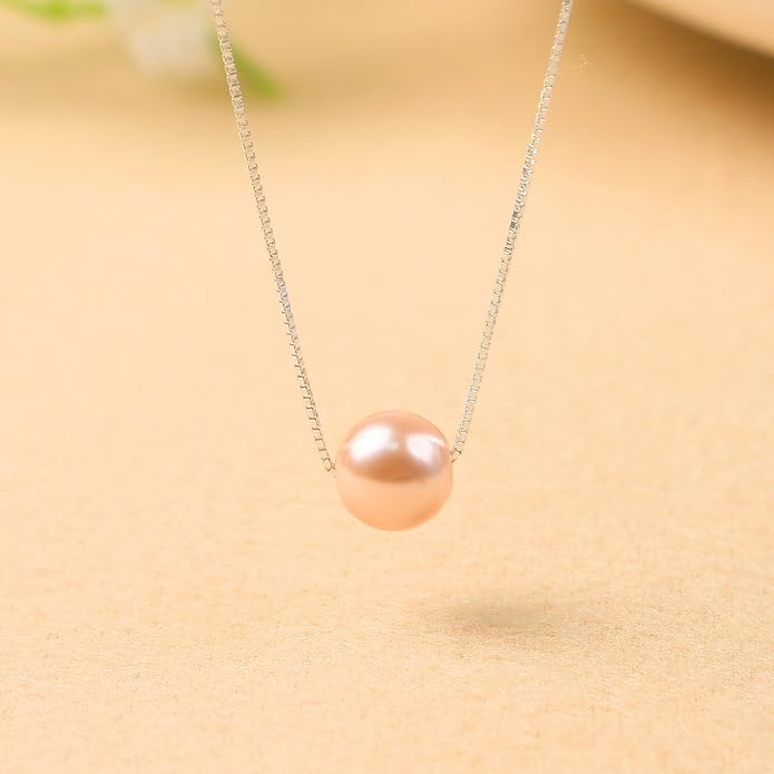 Sereney Sterling Silver Birthday Gifts for Girls Women, Pearl Necklace as 7 9 10 11 13 15 16 18 21 30 40 50 60 Year Old Birthday Gifts, Single Pearl Necklace as Bday Gifts for Friends