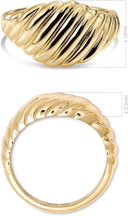 DEVATA Gold or Rhodium Plated Sterling Silver 925 – Eternity, Band Ring for Women – Heart, Knot, Clover, Infinity, Mariner, Cable, Curb, Cuban, Figaro, Daisy, Rope, Ribbed, Dome