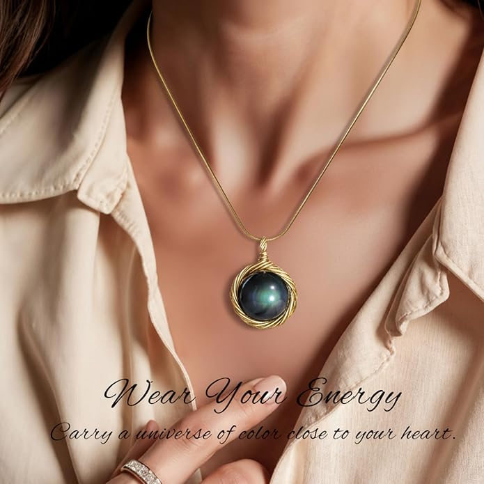 Natural Faceted Labradorite Pendant Necklace – Unique Stone of Magic & Transformation, Iridescent Flash Gemstone Jewelry, Handmade Healing Crystal Gift for Women, Birthday, Anniversary, Spiritual Awakening & Intuition