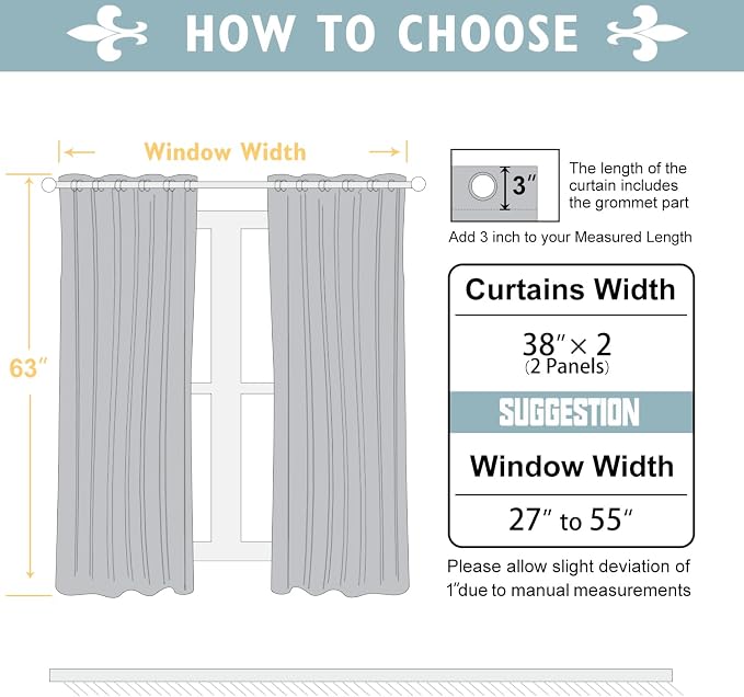 ChrisDowa 100% Blackout Curtains for Bedroom 63 Inches Long 2 Panels Set | 2 Thick Layers, Thermal Insulated, Light Blocking, Grommet, Window Treatment, Living Room Drapes, Beige, 38 x 63 Inch