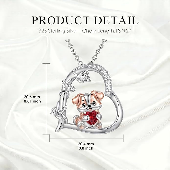 PELOVNY Teddy Bear Necklace for Women 925 Sterling Silver Bear/Highland Cow/Fox/Cat/Axolotl Birthstone Necklace Christmas Birthday Jewelry Gifts for Mom Daughter Wife Sister