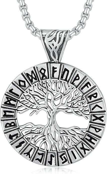 Viking Necklace for Men Women 925 Sterling Silver Norse Jewelry Fathers Mothers Day Anniversary Birthday Gifts for Mom Dad Husband Brother (with Gift Box)