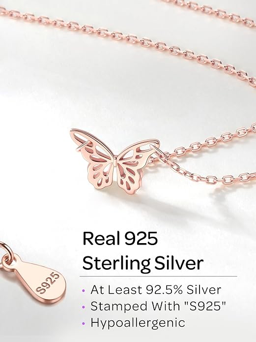 ChicSilver 925 Sterling Silver Cross/Heart/Butterfly/Star/Moon Necklace for Women, Hypoallergenic Dainty Small Silver Pendant Necklaces (with Gift Box)