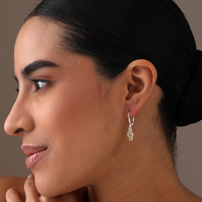 LeCalla 925 Sterling Silver Leverback Dangle Earrings for Women | Gemstone Drop Dangle Earring Jewelry Gifts for Wedding, Anniversary, Christmas, Valentine’s Day, New Year
