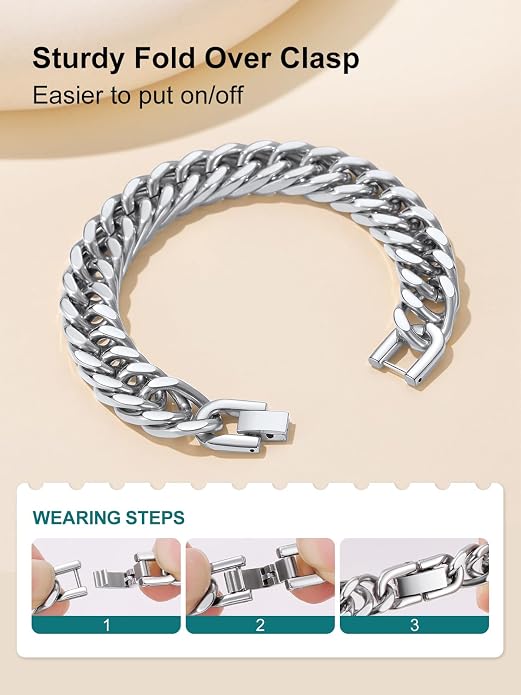 Supcare Unique Anniversary Birthday Valentines Fathers Day Stainless Steel Cuban Link Bracelets for Men Him, To My Man Dad Husband Love Always Remember Wrist Chain Bracelet Jewelry Gifts