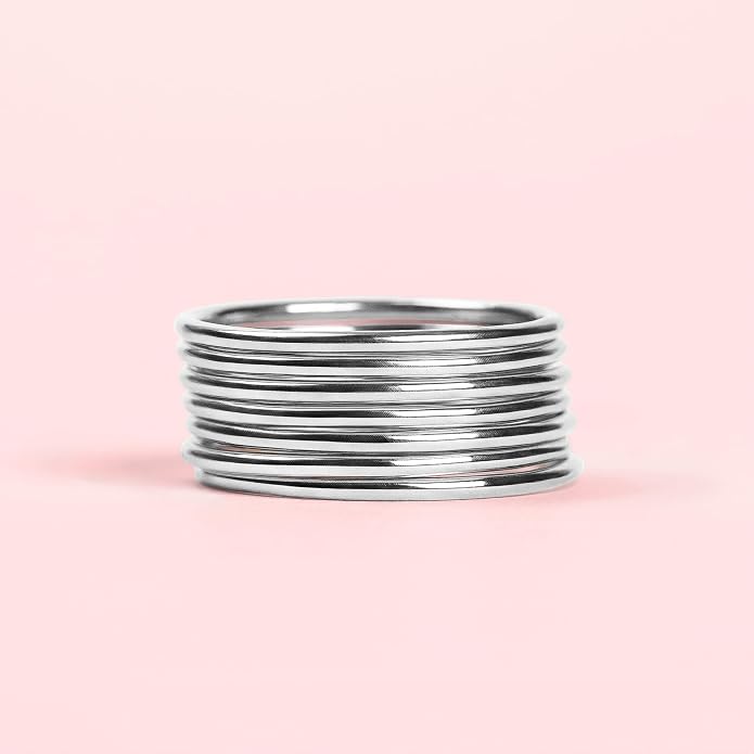 Melanie Golden Jewelry 1mm Thin Smooth Stacking Skinny Ring in Sterling Silver, Gold, or Rose Gold | Handmade Comfort Fit Dainty & Minimalist Bands for Women | Sizes 2-12