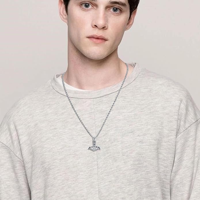 Viking Necklace 925 Sterling Silver Celtic Nordic Runes Amulet Necklace Viking Jewelry for Men Women