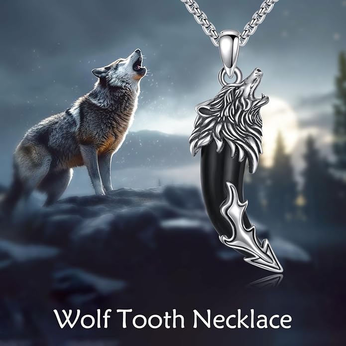 Viking Necklace for Men S925 Sterling Silver Thor Hammer Mjolnir/Wolf Tooth Pendant Necklace Nordic Viking Jewelry Gift for Men Women