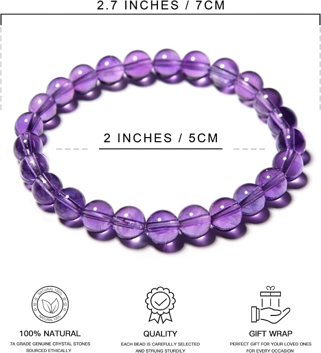 ILLUMINIA 5A Grade Natural Crystal Gemstone Bracelet | Healing Energy Charged Quartz Stone Bead | Handcrafted Stretch Bracelet for Women Men Teens
