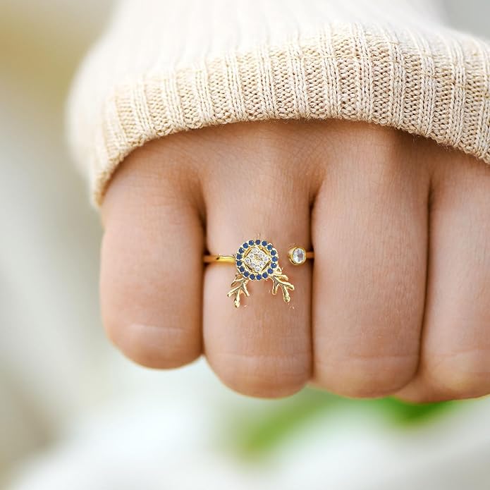 Sunflower Fidget Ring for Women Spinning Rings Adjustable Anxiety Ring for Teens Birthday Gift for Daughter Mom You Are My Sunshine Spinner Rings