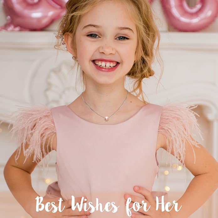 Sereney Sterling Silver Birthday Gifts for Girls Women, Pearl Necklace as 7 9 10 11 13 15 16 18 21 30 40 50 60 Year Old Birthday Gifts, Single Pearl Necklace as Bday Gifts for Friends