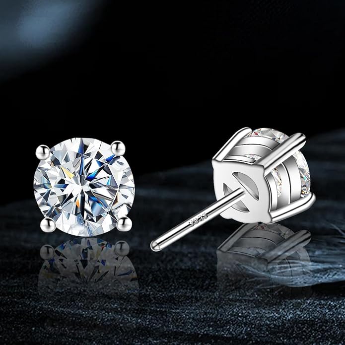 Moissanite Stud Earrings GRA 925 Sterling Silver Earrings for Men 18K White Gold Plating Earrings for Women,wedding earrings(0.3Ct-4Ct)