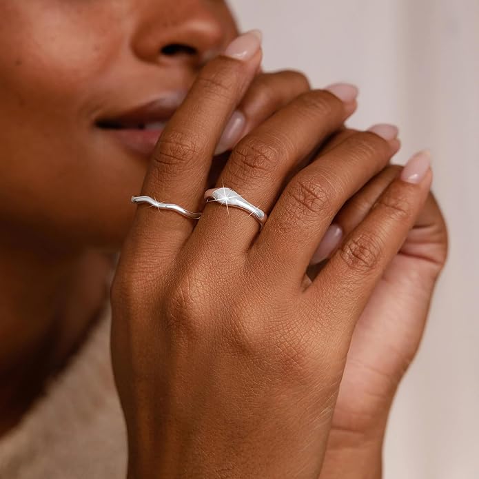 the City Rings for Women, Dainty 14K Gold Plated Stackable Thin Pinky Thumb Ring Set Hypoallergenic Wedding Bands Engagement Rings Non Tarnish Trendy Stuff Gold Jewelry Set Birthday Gifts for Mom