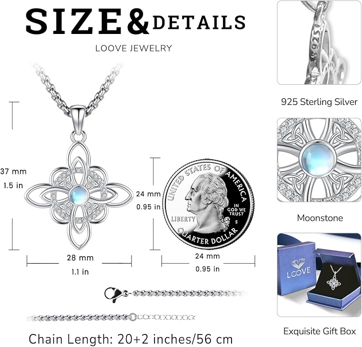 Pentagram Necklace Sterling Silver Triple Moon Goddess/Celtic Knot Witches Knot/Ankh/Sun and Moon/Hecate/Lilith/Santa Muerte/Tetragrammaton Pendant Necklace Pagan Wiccan Magic Egyptian Amulet Jewelry for Women Men