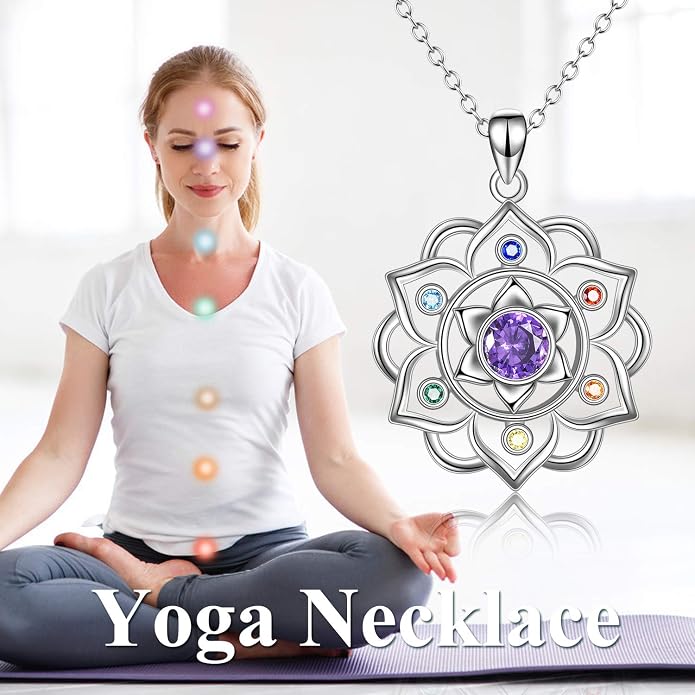 ONEFINITY Lotus Necklace 925 Sterling Silver Moonstone Pendant Necklace Yoga Lotus Jewelry for Women