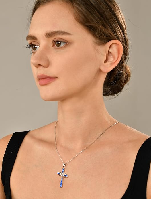 YL 925 Sterling Silver Cross Necklace for Women Halo Infinity Pendant Cubic Zirconia Jewelry for Mom