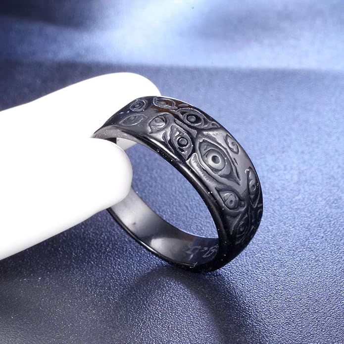 Men's Stainless Steel Eye of God Ring Band All Seeing Eye Spinner Rings Black Silver Vintage Jewelry Size 5 to 14
