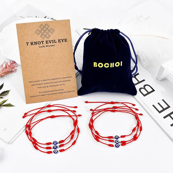 BOCHOI Evil Eye Bracelet for Women Good Luck String Bracelet Kabbalah Protection Friendship Wish Bracelet Jewelry for Girls Girlfriend Wife Mother Daughter