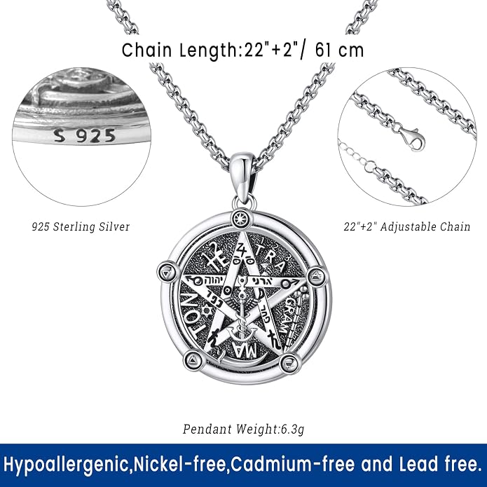 Witchy Jewelry for Women Men Nudo De Bruja Plata 925 Original Witches Knot Necklace Tetragrammaton Hecate Necklace Lilith Necklace Pentagram Necklace Cat Necklace Triple Moon Goddess Pendant Necklace