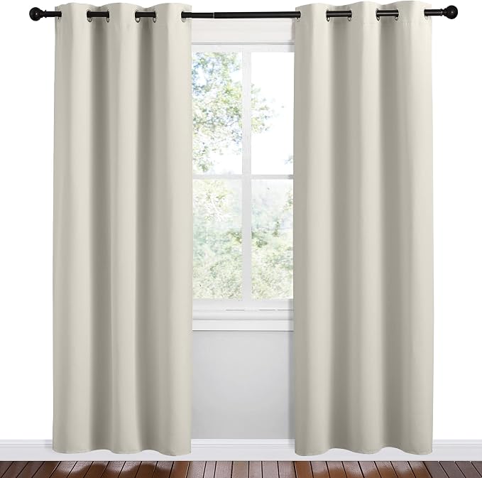 NICETOWN Kitchen 78 inches Long Curtains for Decoration, Natural, 2 Panels, 42 inches Wide, Thermal Insulated Grommet Room Darkening Draperies/Panels for Laundry
