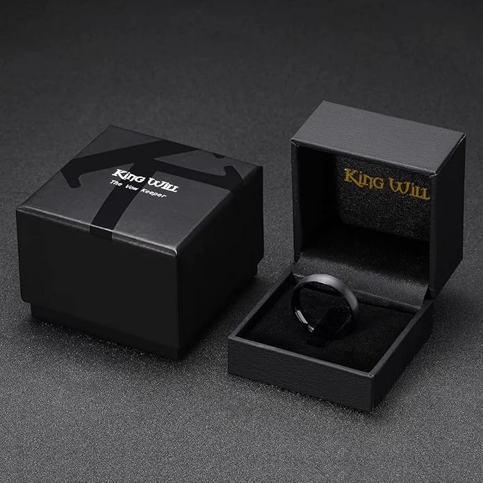 King Will Wedding Band for Men Women, 2/4/6/7/8mm Domed Matte Brushed Tungsten Carbide Rings, Solid/Dual Color Engagement Rings, Comfort Fit