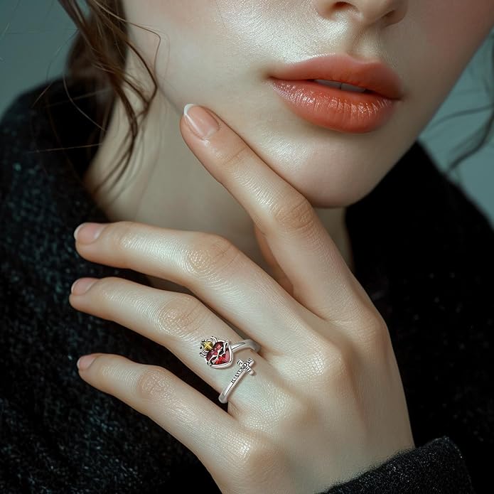 Vito 925 Sterling Silver Adjustable Open Spoon Ring for Women Men, Lotus Sunflower Snake Spoon Band Rings Feather Hug Witches Knot Inspirational Jewelry Gift for Wife