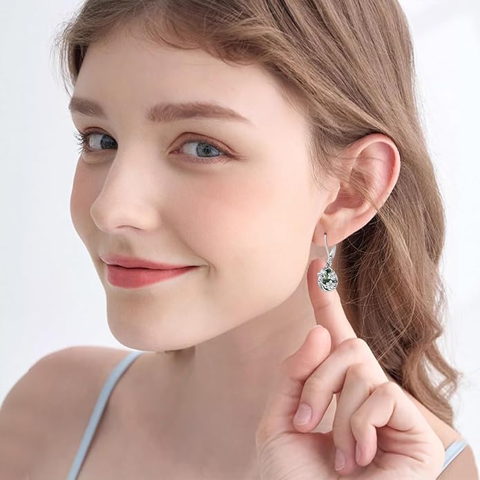 Flower Earrings 925 Sterling Silver Flower Teardrop Leverback Dangle Earrings Jewelry Gifts for Women Girls