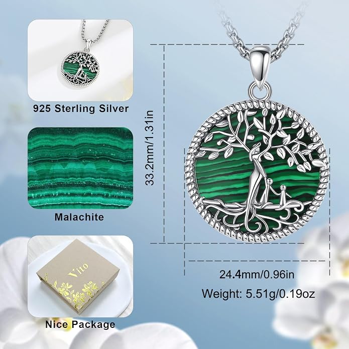 Vito 925 Sterling Silver Tree of Life Necklace for Women, Mother Tree Pendant for Mom Mother Necklace Mother's Day Jewelry Gift for Wife Grandma, 18/22 Inch Chain