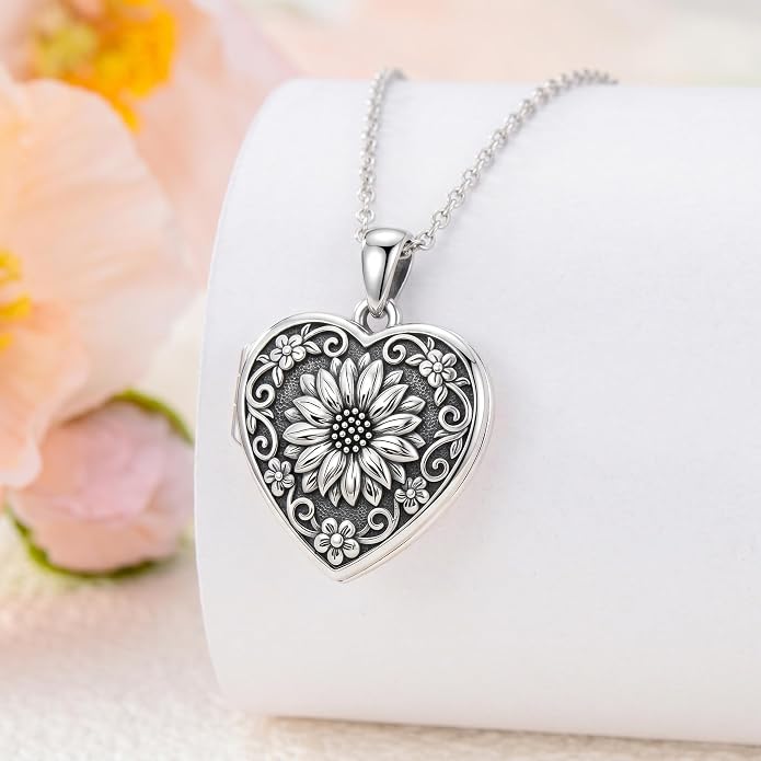 PELOVNY Locket Necklace That Holds Pictures 925 Sterling Silver Photo Locket Pendant Birthday Christmas Memorial Jewelry Gifts for Women Men