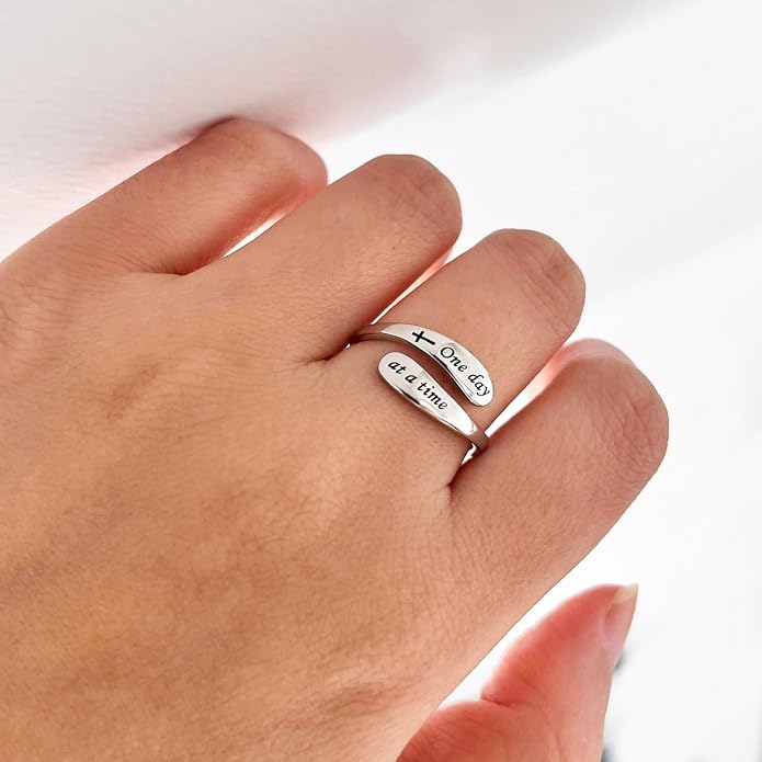 925 Sterling Silver Inspirational Adjustable Rings - Personality Encouragement Jewelry Gift For Women