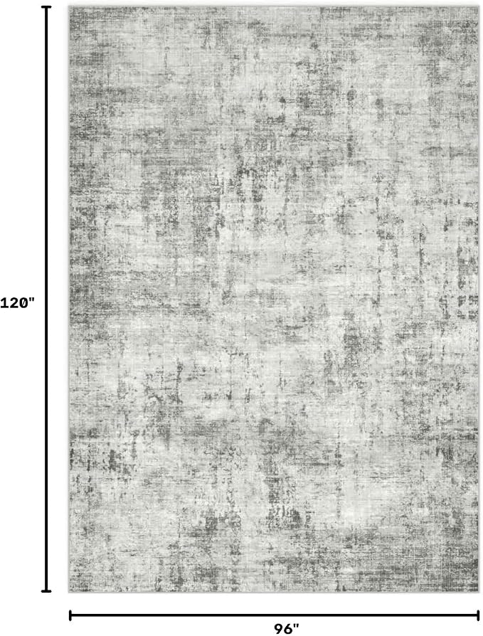 8x10 Area Rugs Washable Living Room Rug-No Slip Soft Carpets Modern Abstract Indoor Floor Stain Resistant Large Carpet for Bedroom Dining Room Farmhouse Nursery Home Office Grey