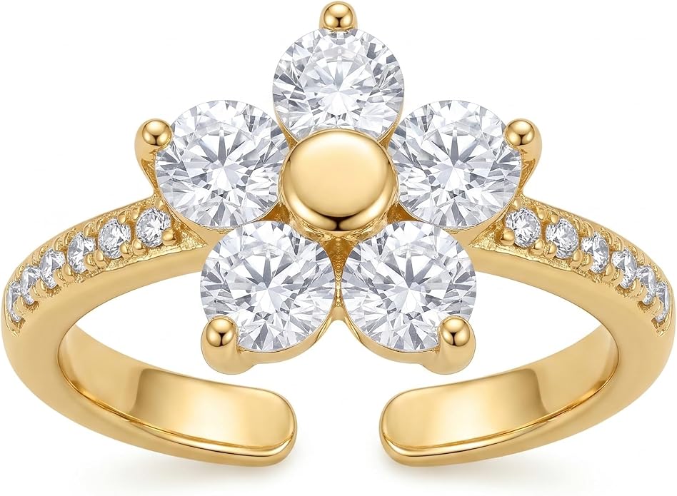 Boho Toe Rings for Women Adjustable Open Flower Foot Rings Summer Beach Jewelry Gifts for Women