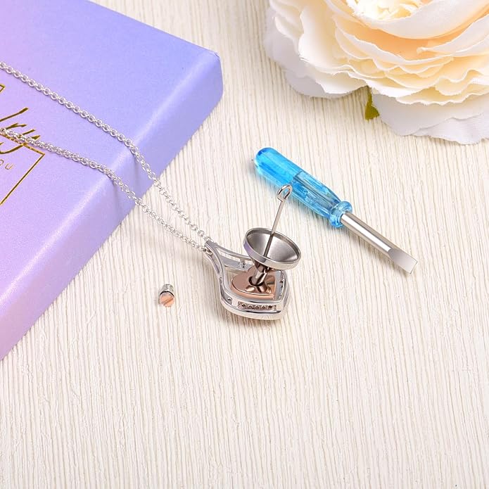 Cremation Jewelry 925 Sterling Silver Teardrop Urn Necklace for Ashes Heart Shape Memorial Keepsake Pendant for Human Ashes for Women Gift
