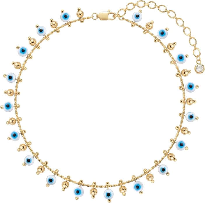 MTMY Gold Anklets for Women 14K Gold Plated Tiny Bead Anklet Colorful Tassel Foot Chain Dainty Adjustable Cute Summer Beach Boho Anklets Jewelry Gift