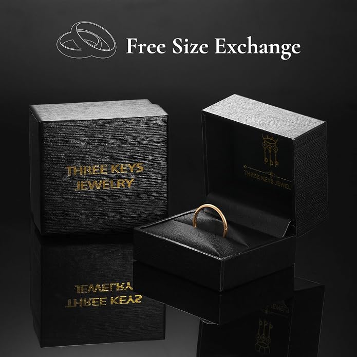 THREE KEYS JEWELRY 2mm 4mm 6mm 8mm Titanium Wedding Band for Men Women, Classic Domed & Step Edge High Polished Comfort Fit Anniversary Ring, Size 4-15