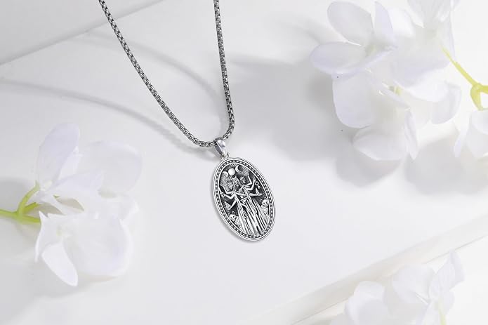 Hecate Wiccan Triple Moon Goddess Necklace Tetragrammaton Nudo De Bruja Plata 925 Original Sterling Silver Cat Moon Pendant Hekate Witch Necklace Amulet Witchy Jewelry Gifts for Women Men