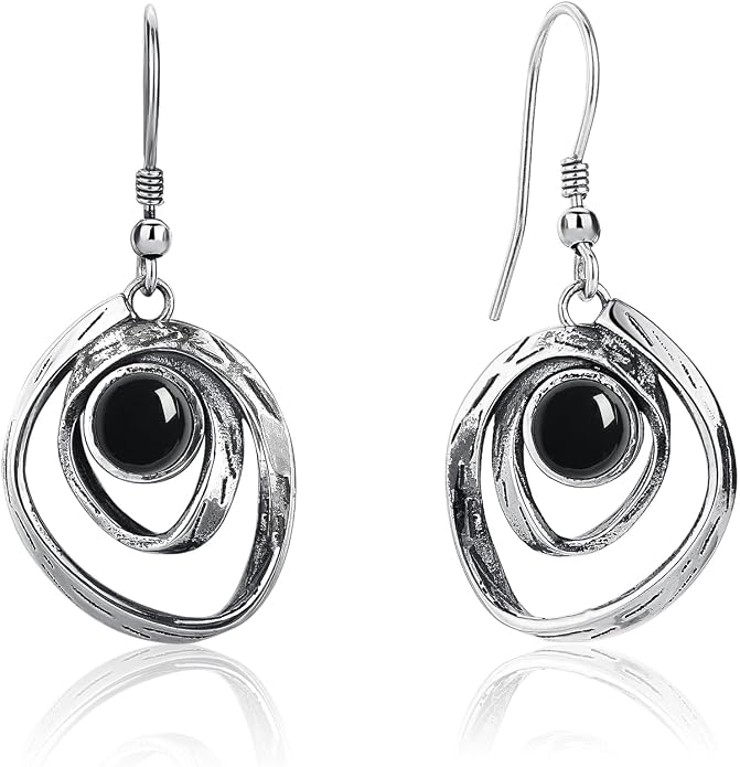 Turquoise Earrings for Women 925 Sterling Silver Pearl/Black Onyx/Opal Dangle Earrings Vintage Spiral/Wire Wrapped/Beads & Rope Ear Hook Earrings