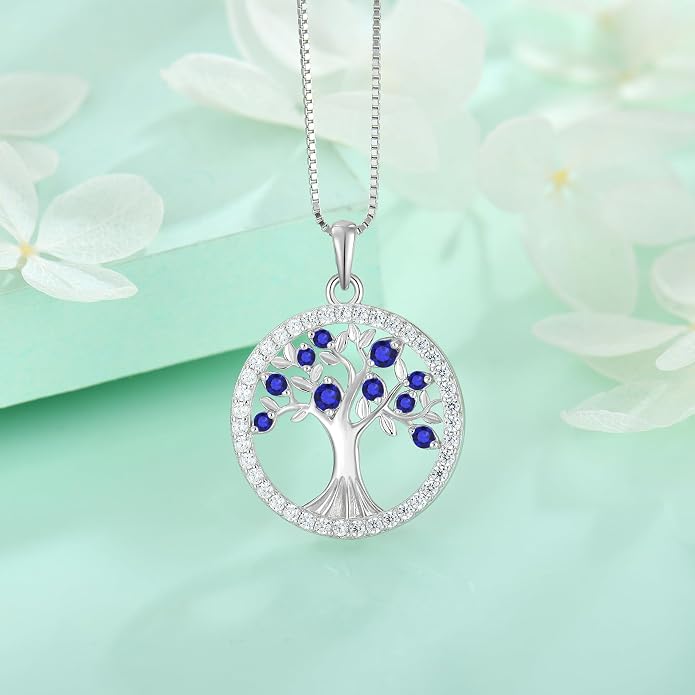 STARCHENIE Tree of Life Necklace 925 Sterling Silver Pendant for Women Family Tree Necklaces Birthstone Jewelry for Her Wife Mom Grandma
