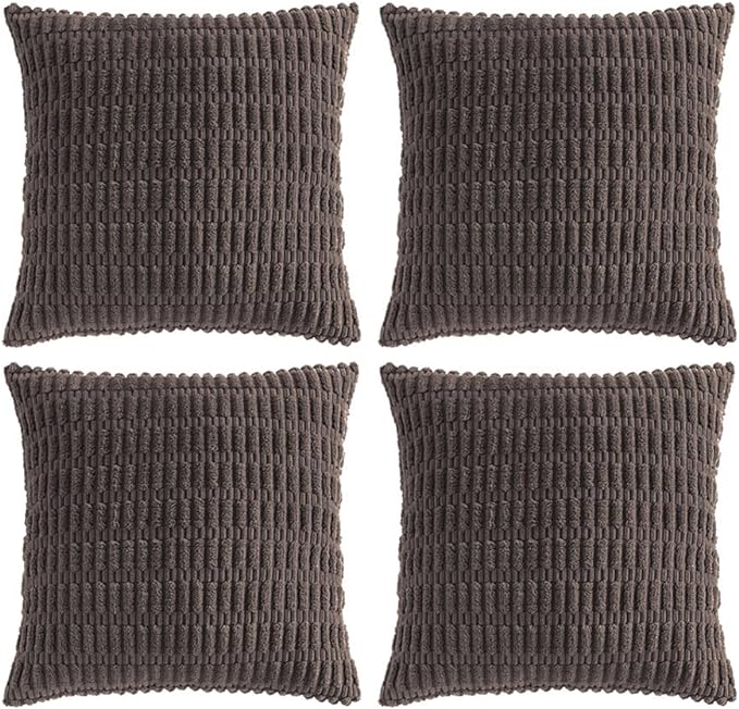 Fancy Homi 4 Packs Decorative Throw Pillow Covers for Living Room Couch Bed, Modern Farmhouse Boho Home Décor Accent Cushion Case, 26" x 26", Dark Brown