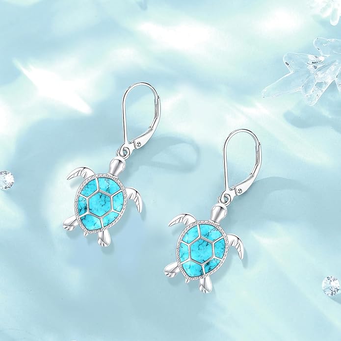 Tree of Life/Cat/Turtle/Butterfly/Flower/Celtic/Turquoise/Moonstone Dangle Earrings for Women Sterling Silver Cute Animals Drop Earrings Jewelry Gifts