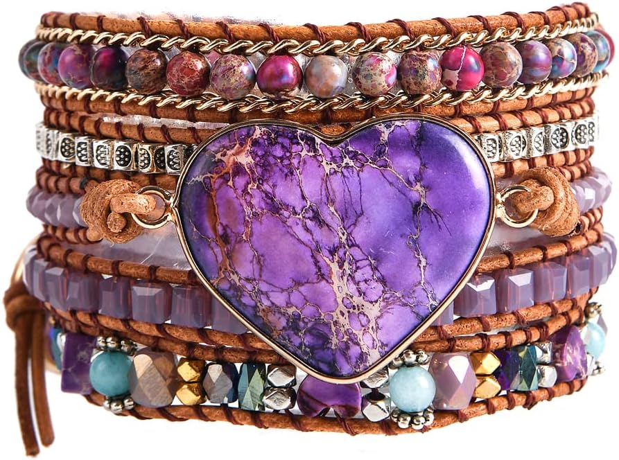YGLINE Natural Stone Bracelet 3 Wraps Bracelet Handmade Boho Bracelet for Women Bracelet