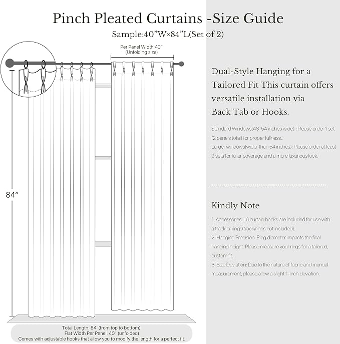 NICETOWN Linen Pinch Pleated Curtains - 90 inch Long with Hooks, Vintage Olive Dark Green 395GSM Room Darkening Wrinkle Resistant Drapes for Bedroom, Modern Home Decor (40" Wide, 2 Panels)