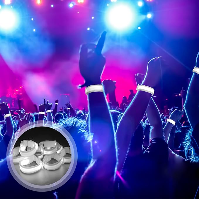M.best 8pcs LED Light Up Bracelets Glow Flashing Wristbands Glow in The Dark Party Supplies for Wedding, Raves, Concert, Camping,Sporting Events, Party White
