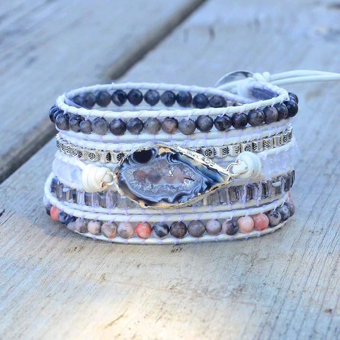 Boho Wrap Bracelet for Women, Handmade Natural Imperial Jasper Multi-Layer Stone Beaded Bracelet, Bohemian Healing Crystal Stone Jewelry Gifts