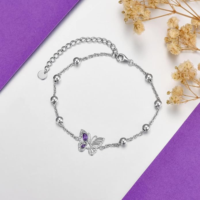 Ankle/Bracelet for Women Sterling Silver Sea Turtle/Butterfly/Mustard Seed/Sister/Sunflower/Elephant Gifts for Birthday Summer Beach Jewelry for Mom Wife Daughter Friend